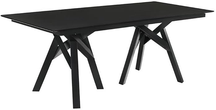 Armen Living Cortina 79" Mid-Century Modern Black Wood Dining Table Legs