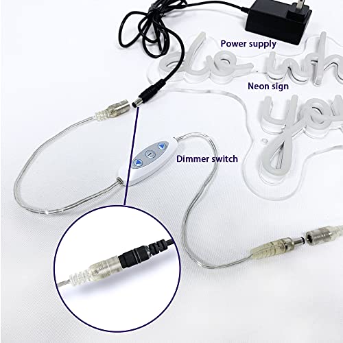 Image of 12V DC Sensitive Dimmer Switch for Led Light, Unique Female Male Led Dimmer Controller with 1 Female Power Jack Adapter, Brightness Adjustable for LED Strip Light, Neon Light, Neon Sign