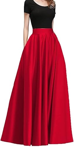 Midnight Skirts Women's Silk Maxi Skirt, Adjustable Waist, Flared Pattern