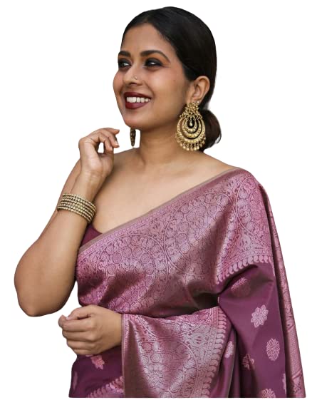 Jacquard Lichi Silk Pink Saree With Unstiched Blouse Piece main image 1