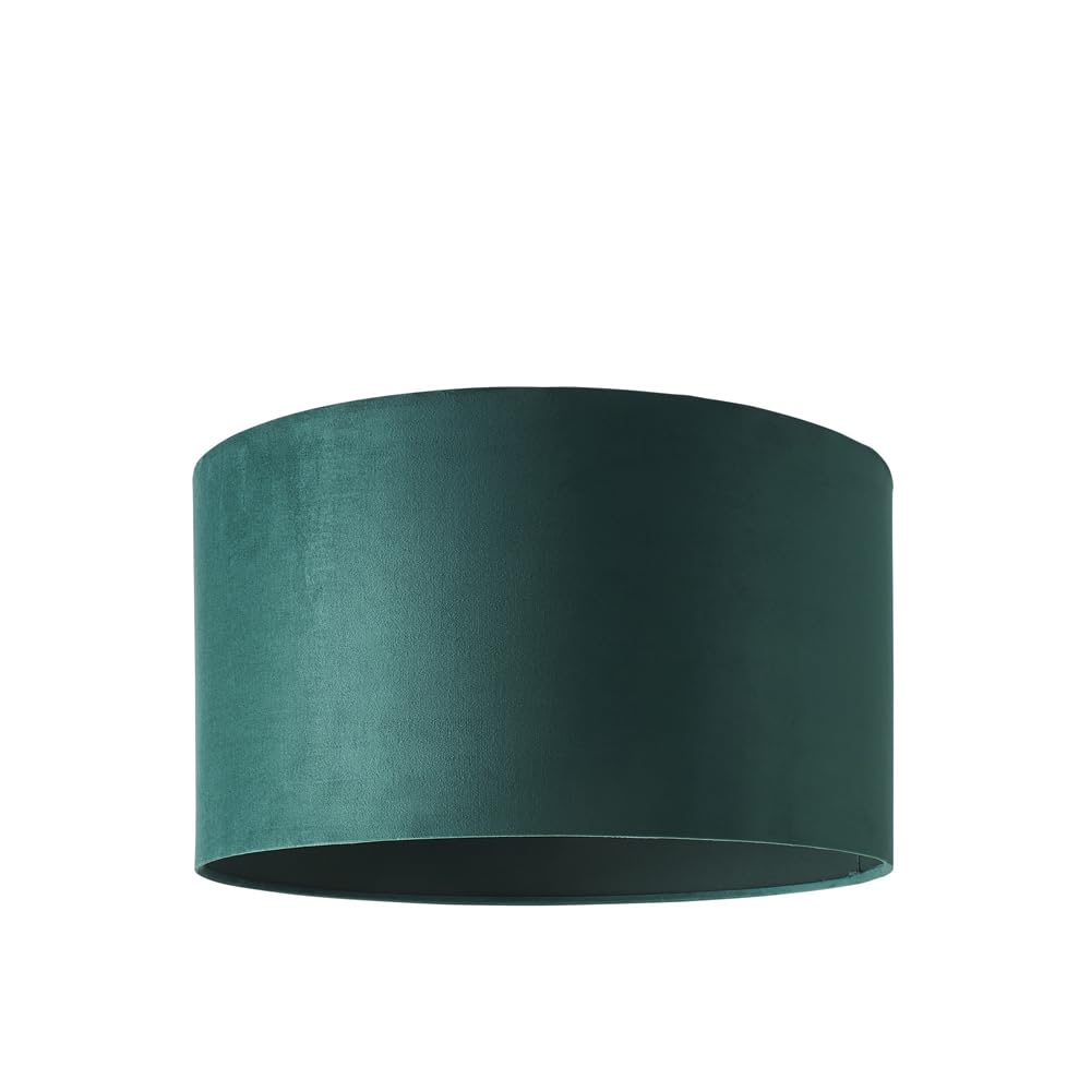 MiniSun | Large Modern Forest Green Velvet Drum Light Shade | Lamp Shades, Home Décor & Improvement Essential | 450mm Shade Width