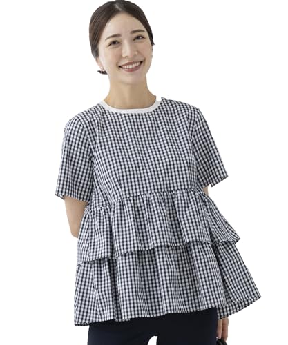 ソーノ 半袖 ティアードフレアブラウス 透け感あり 白 ソーノ 半袖