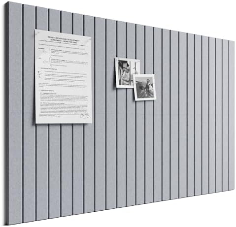 Bumusty Große Filz Pinnwand 90 x 60 cm, 6er-Pack, Light Grey | Pinnwand Modern Korktafel-Alternative mit 30 Klebepads, Visionboard, Fotowand & Memoboard für Büro, Kinderzimmer & Sc