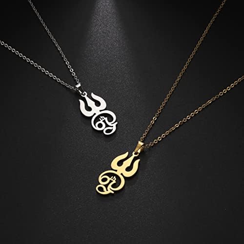TEAMER OM Necklace Stainless Steel Yoga Meditation Spiritual Harmony Pendant Aum Om Ohm Sanskrit Symbol Necklace Jewelry For Women Girls