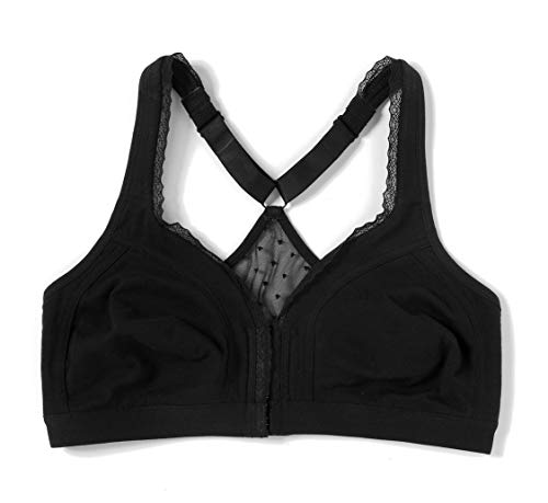 TEX - Sujetador para Mujer, Postoperatorio, Cierre Delantero, Espalda Tipo Nadadora, Negro, 90B