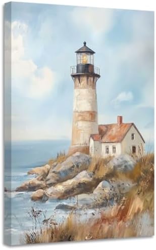 YMXZHUANSH Coastal Lighthouse Wall Art Seaside Cliff Canvas Prints ...