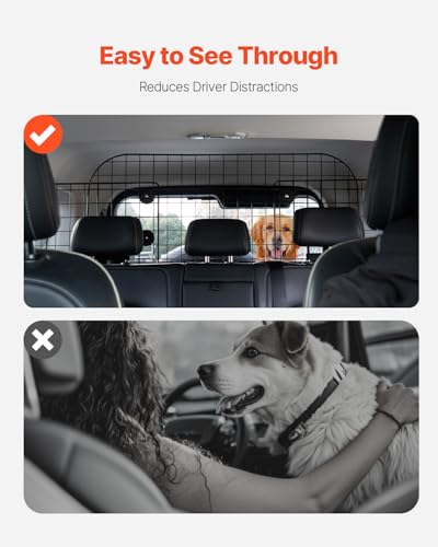 VEVOR Hunde Autobarriere einstellbare Trennwand Hundegitter (968 x 405 mm) Autoschutzgitter für die Rücksitze, Haustierbarriere aus Drahtgeflecht, universell passende Autobarriere für SUVs Lkws