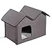 PawHut Double Heated Portable Indoor/Outdoor Cat Shelter House, Brown