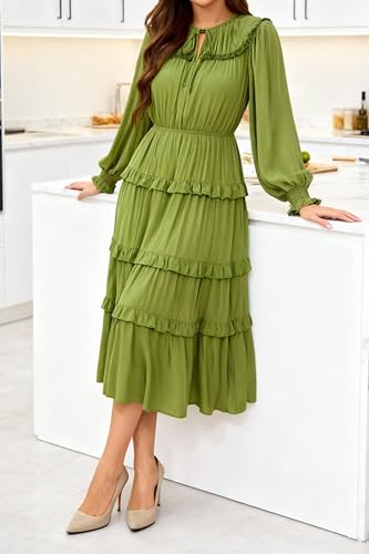 Image of Women's Short Sleeve Summer Boho Pleated Rayon Mid Dresses with Pockets for Wedding Guest