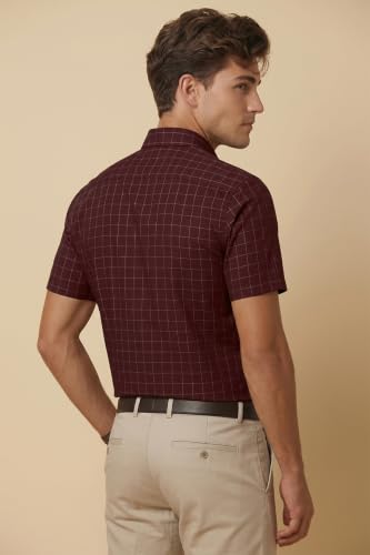 Image of Peter England Men's Half-Sleeves Checkered Regular Fit Shirt