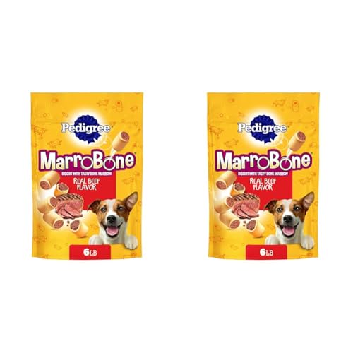 Image of Pedigree MARROBONE Dog Treats Real Beef Flavor Crunchy Dog Biscuit, 6 lb. Pack (Pack of 2)