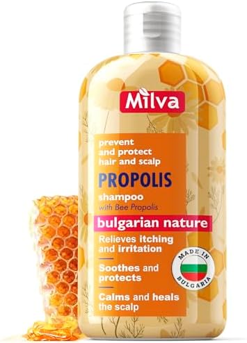 Milva Itchy Scalp Shampoo with Propolis – 200ml Honey Bee Propolis Shampoo – Itchy Scalp Treatment & Anti Dandruff Solution – Strengthens, Prevents Breakage & Protects Hair – Made in Bulgaria