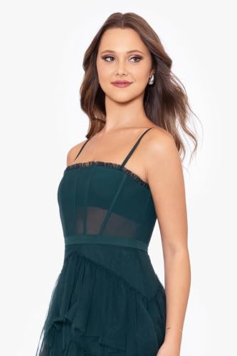 Betsy & Adam Women's Long Mesh Corset Dress4