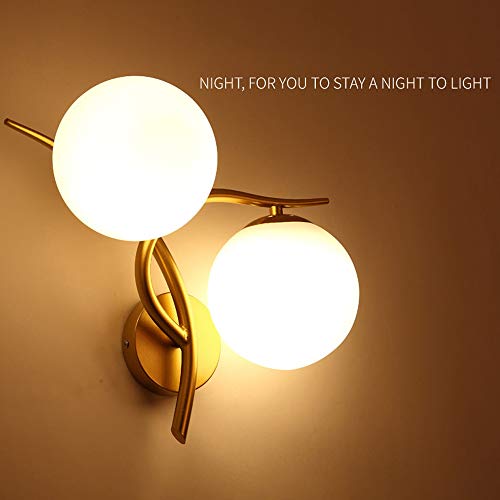 Lampe murale à double tête en verre et fer pour chambre d'enfants douce - 6