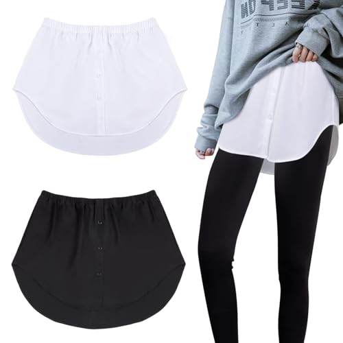 MELLIEX 2 Stück Blusenrock Hemdverlängerung Damen Mini Unterrock Shirt...