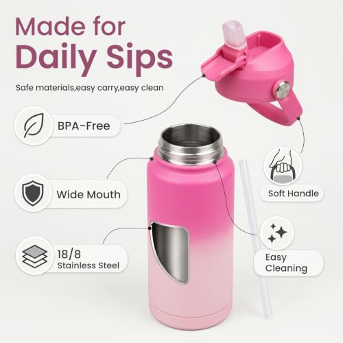 Image of Konokyo 32 oz Insulated Stainless Steel Sports Water Bottle with Straw Lid