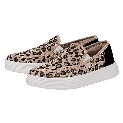 HEYDUDE Women's Sunapee Slip on Sneakers, Desert Leopard, 64