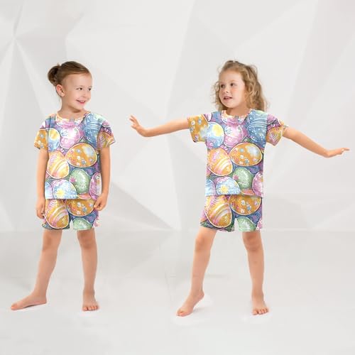 Summer Pajama Set Pastel Easter Eggs Pattern, Short Sleeve Sleepwear Nightwear 5