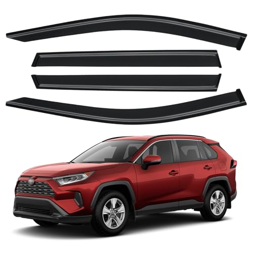 Image of Window Visors Rain Guards Shield for 2019-2025 Toyota RAV4, Out-Channel Window Vent Wind Deflectors Visors Shades for 19-25 RAV4