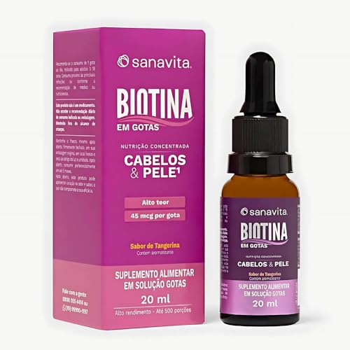 Biotina em Gotas, Suplemento Alimentar para Cabelos e Pele, 20ml,...