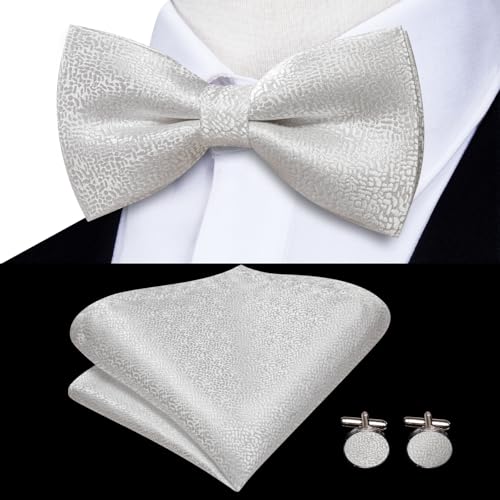 Image of Dubulle Suspender and Bow Tie for Men Paisley Solid Mens Suit Braces Pretied Bowtie and Handkerchief Cufflinks Formal Wedding