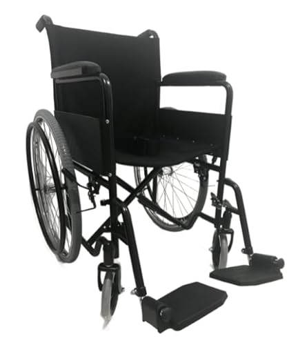 NevMed 18 inch Self Propelled Folding Transport Wheelchair Black