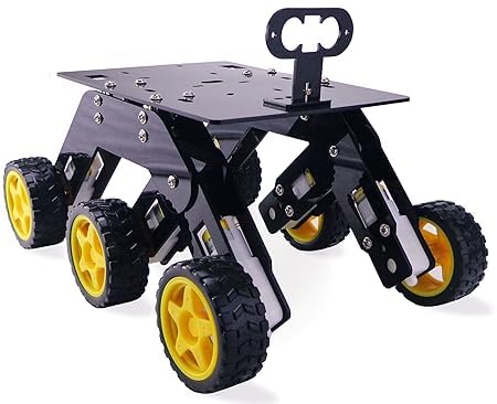 acrylic 6 wheel drive (6wd kit) chassis for diy robotics (black)