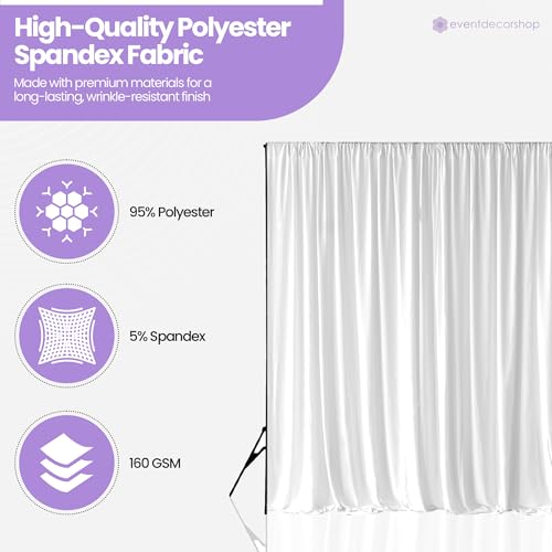 Rideau de fond infroissable en polyester extensible blanc 3x6 m