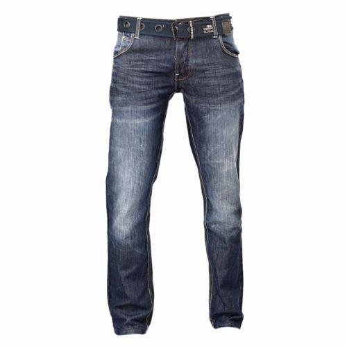 Veka Pantalones Vaqueros para Hombre Crosshatch Denim Pantalones Pantalones Libre cinturón Pernera Recta Pantalones Casual, Unisex, New WAK