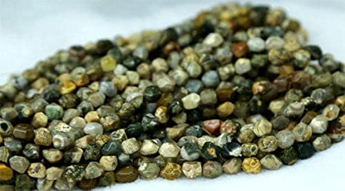 Perles Ocean Jasper naturelles vert et blanc pour création de bijoux bohème chic