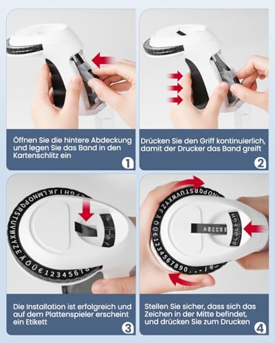 Vixic Prägegerät 3D, Beschriftungsgerät Retro, Etikettiergerät mit 5 Rollen Prägegerät Etiketten für zu Hause und DIY (Schwarz)
