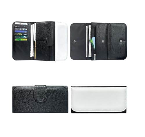 5 Pack Sublimation Blank Trifold Wallet PU Leather Coin Purse 7 Card Slots, 2 Slip Pockets - Minimalist Design, Slim Wallet DIY Heat Transfer Print for Women Men 5