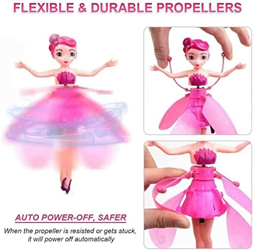 Magic Flying Fairy Princess Doll, Xmas Flying Fairy Toys for Girls, Flying Fairy Dolls Toys for Kids Indoor and Outdoor, Sky Dancers Flying Butterfly Pixie Dolls Infrared Induction Control Toy