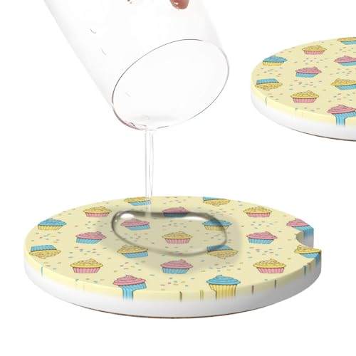 Portavasos para carro de cerámica 2 pzas Colorful Cupcakes miniatura 4