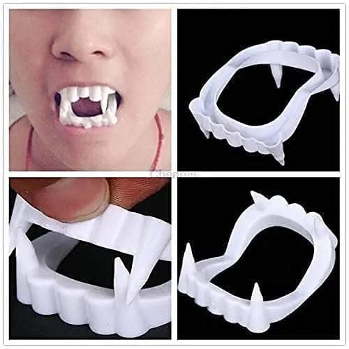 Image of Hetkrishi |Toys Fake Dracula /Vampire Teeth for All Ages for Halloween Party, Theme Party Novelty Practical Jokes and Trick Toys| Multicolor