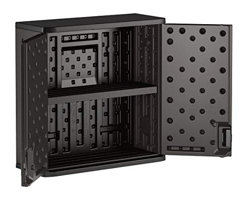 Suncast Commercial 4 Cubic Ft. Heavy-Duty Resin Wall Cabinet with Adjustable Metal-Reinforced Shelf, and Lockable Handles for Indoor and Outdoor Storage, Black, Made in the USA by Suncast Commercial - Image 3
