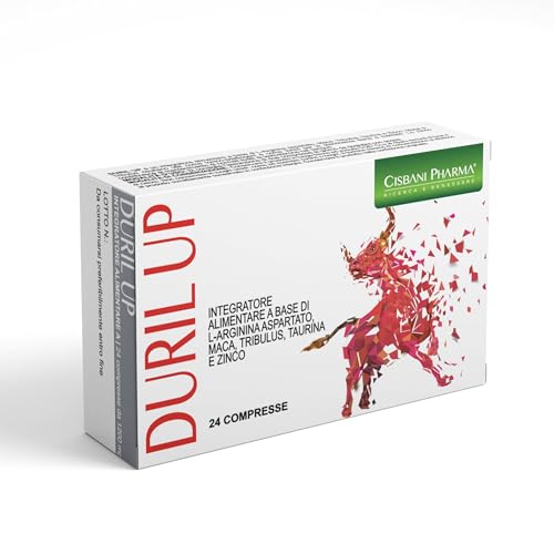 CISBANI PHARMA Duril Up, Maca Andina, Tribulus Terrestris, Taurina e L-arginina, 24 compresse, Testosterone + Potenza ed Efficacia duratura, Energizzante naturale