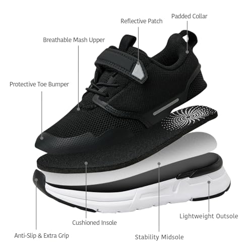 BlueKnot Toddler Sport Sneakers with Hook and Loop Closure - Lightweight Athletic Running Shoes for Boys and Girls3