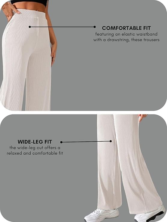Image of Prenuem Women's High Waist Flared Korean Trousers, Trendy Casual Wear for Daily & Travel Use (Available in Plus Size)