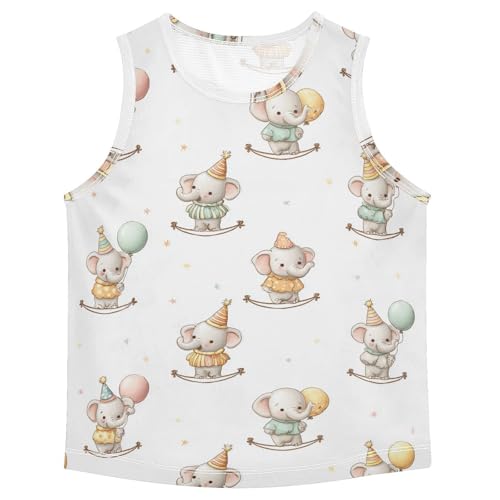 Bolaz Boys Athletic Quick Dry Tank Top Sleeveless Workout T Shirts Age 11-15,Cartoon Star Elephant