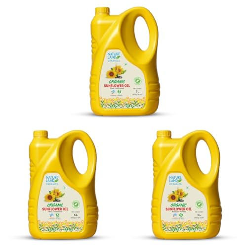 Image of Natureland Organics Sunflower Oil 5 Ltr - Cold Pressed (Pack of 3)