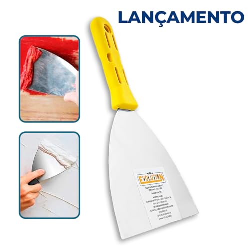 Desempenadeira Aço inoxidável Galo 113/01 Arredondado + Espatula 12cm Evolution Para Gesseiro Pintor
