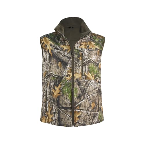 LOOGU Mens Camo Hunting Vest Softshell Fleece Lined Outdoor Fishing Outwear