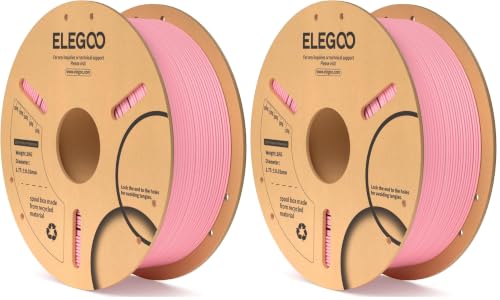 Image of ELEGOO PLA Filament 1.75mm Pink 1KG, 3D Printer Filament Dimensional Accuracy + /- 0.02mm, 1kg Cardboard Spool(2.2lbs) 3D Printing Filament Fits for Most FDM 3D Printers (Pack of 2)