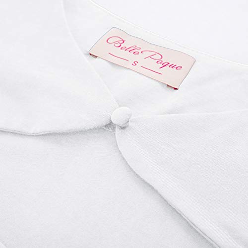 Image of Belle Poque Women's Hollowed-Out Tops 1950s Retro Vintage Short Sleeve Cotton Blouse