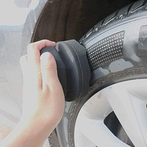 O3 The East Sun Tire Dressing Shine Applicator(Pack of 4), Round Grip Deeper Wave Design to Reach Trim Makes Detailing Tires Easier - Durable, Washable, and Reusable