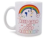 Seven20 Glitter Galaxy Unicorn Coffee Mug - Keep Calm and Poo Rainbows - Ceramic - 11 oz