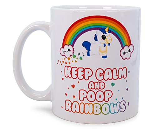 Seven20 Glitter Galaxy Unicorn Coffee Mug - Keep Calm and Poo Rainbows - Ceramic - 11 oz