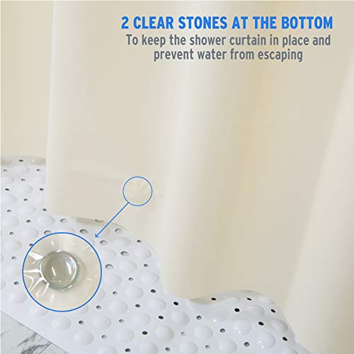 Image of AmazerBath Plastic Shower Curtain Liner, 36 x 72 Inches Beige PEVA Heavy Duty Thick Bathroom Plastic Shower Curtains with Clear Stones and 6 Grommet Holes