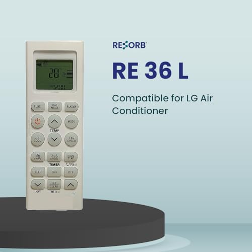 Image of AC Remote Compatible with LG Air Conditioner | Split & Window AC Remote Control with Vane Angle Plasma Jet Cool Fan Speed Swing Timer | White RE 36L